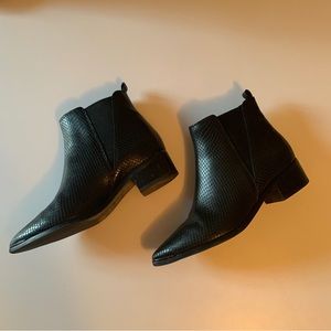 Marc Fisher Yale Pointed Toe Snake Skin Chelsea Bootie